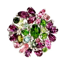 925 Sterling Silver Ring Oval Chrome Diopside Tourmaline Gemstone Jewelry Sz 8.5