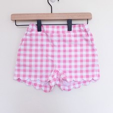 Crewcuts Factory Gingham Scalloped Shorts Pink White Plaid Summer Kids Size 8