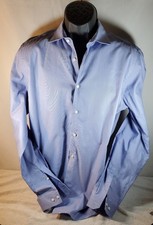Theory Shirt Mens Dover SPR SLM Blue 16.5 Button Up Pinstripe Dress Cotton