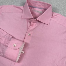 Ermenegildo Zegna Dress Shirt Mens Medium Pink Button Up Cutaway Collar Designer