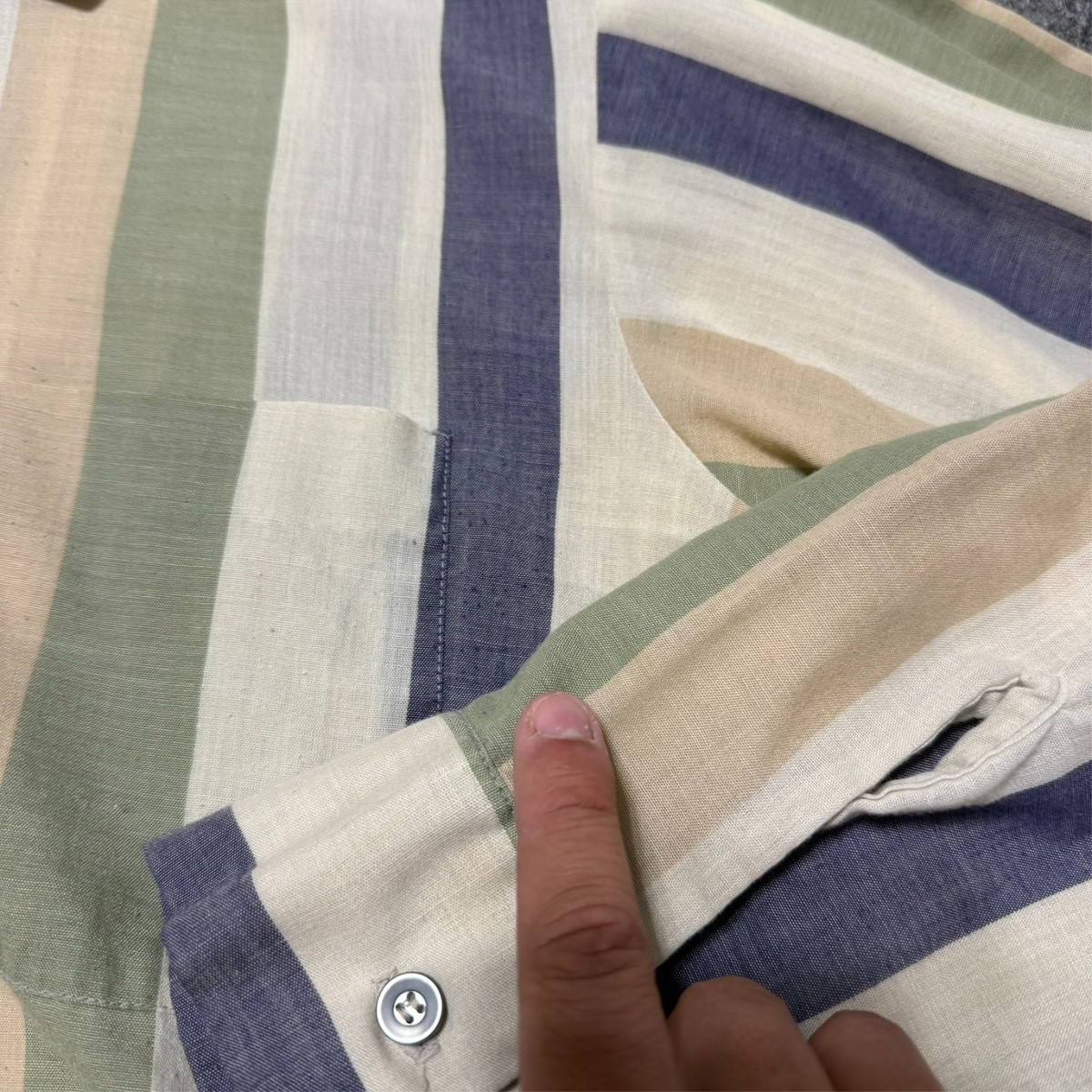Vintage 60S 70S Sears Perma Prest Shirt Size M Colorblock Striped