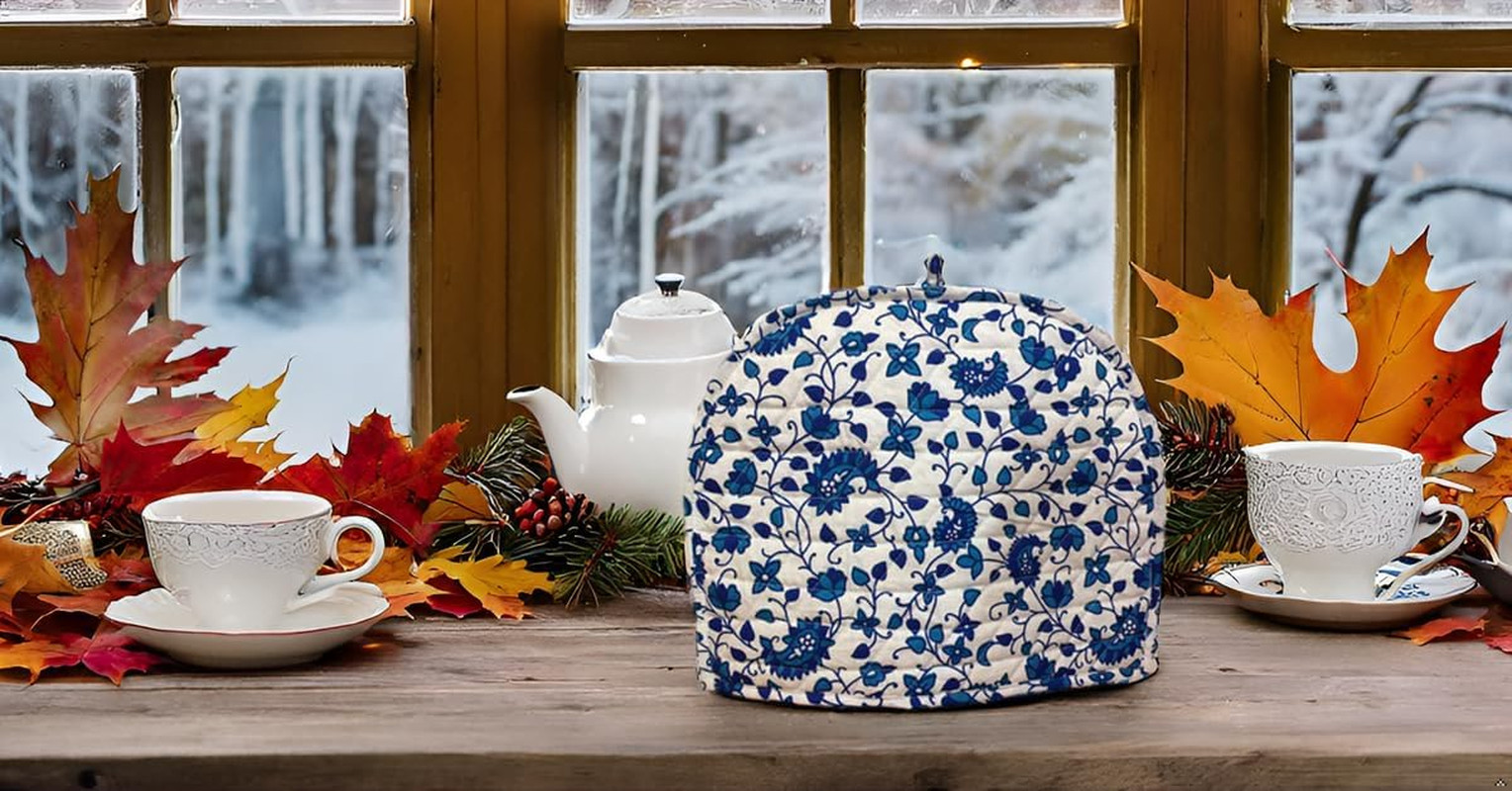 Turquoise Blue White Cotton Handmade Designs Tea Cozy Creative Tea Cosy Indian M