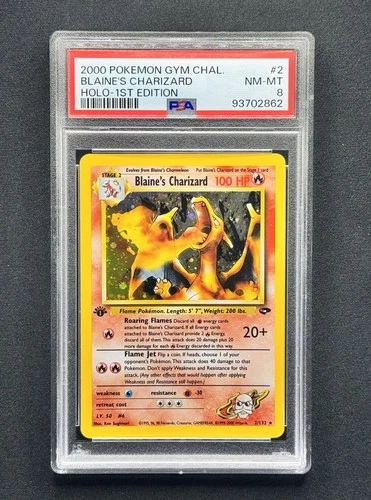 2000 Pokemon Blaine's Charizard Gym Challenge 1st Edition Holo Rare #2 PSA 8