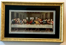The Last Supper Framed Print Under Glass in Gold Finish Frame 13.4"wide x 8.5"hi
