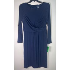 Tommy Hilfiger Navy Blue Twist Front Long Sleeve Sheath Dress A3JJ1NPC Size 14