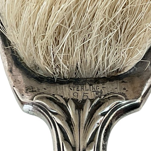 Antique Marked Sterling Silver Baby Brush Horsehair ?) Bristle 1920's Art Deco - Picture 6 of 12