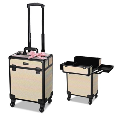 Byootique Rolling Makeup Train Case Cosmetic Trolley Organizer Grace ForgetMeNot