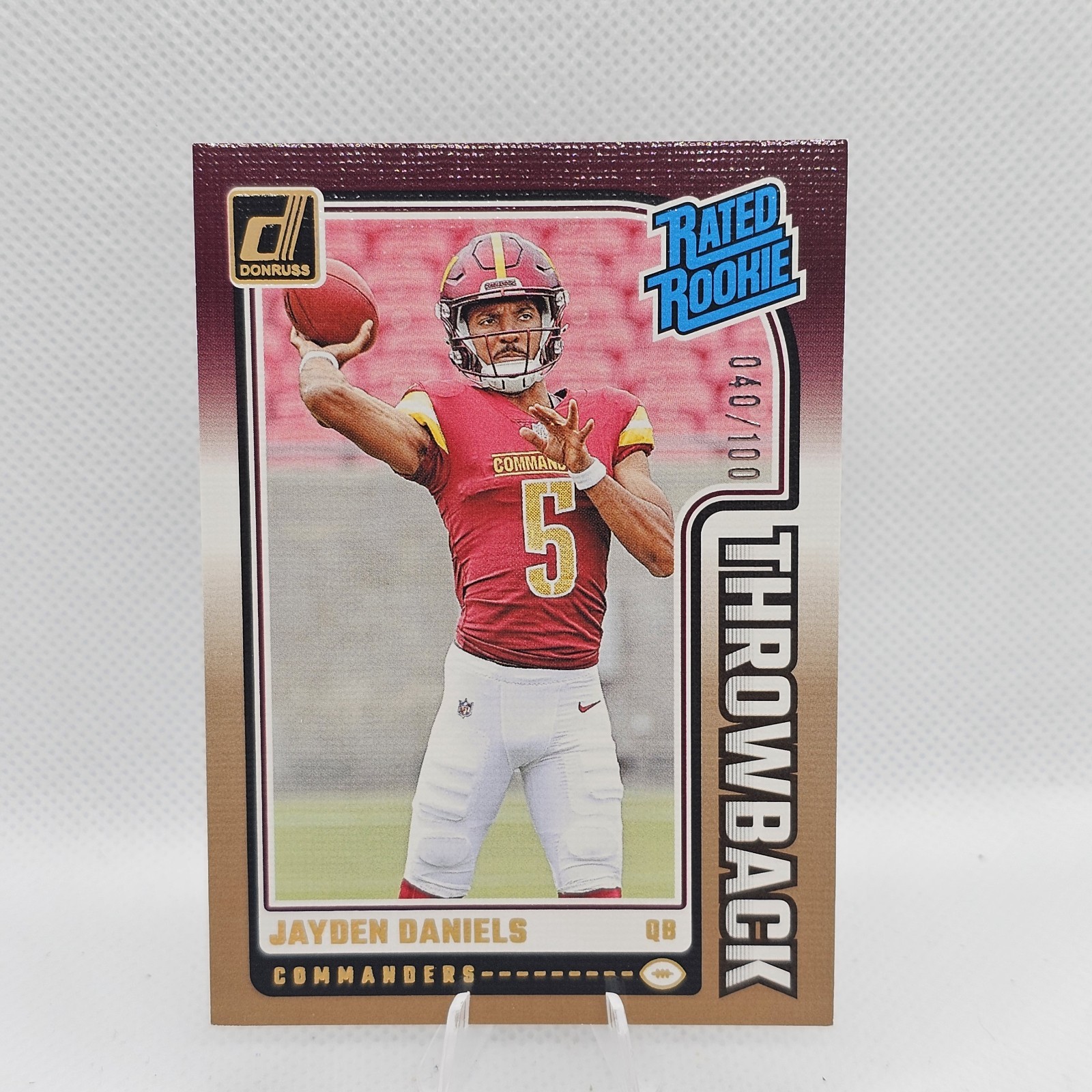 2024 Panini Donruss Rated Rookies Throwback Jayden Daniels #40/100 RC
