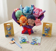 Disney Stitch 5 Piece Bundle Plush Bouquet Figurines Pen Keychain New Sealed NWT