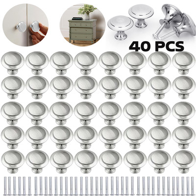 40PCS Brushed Nickel Cabinet Knobs Drawer Pulls Stainless Steel Kitchen Hardware