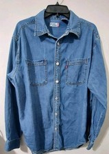 VTG Levi  s Denim Button Up Shirt Long Sleeve Medium Wash Mens Size M - 90's