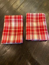2 Well Dressed Home Cotton Red Plaid Euro Pillow Shams Ralph Lauren Style Xmas