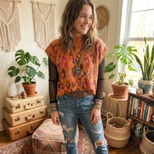 entro Rust Orange Multicolor Cheetah Print Kn...