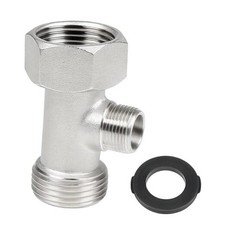 Bidet T Adapter, 3-Way Tee Connector 7/8"x7/8"x3/8" with Gasket - Toilet