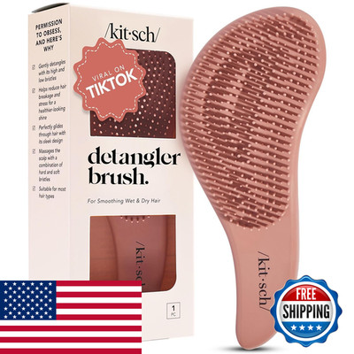 Kitsch Detangler Brush Gentle Curly Hair Brush Flexible Bristles For All Hair