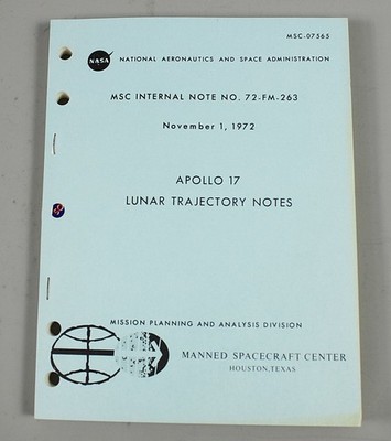 NASA Apollo 17 Lunar Trajectory Notes Technical Manual 1972 MSC-07565