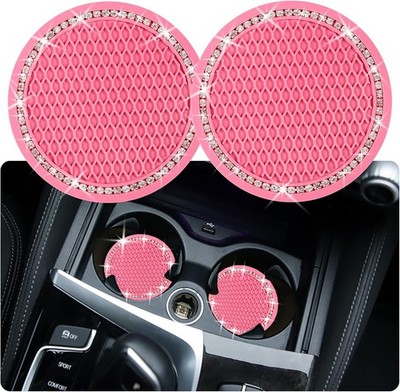 2PCS Bling Car Cup Coaster, 2.75 Inch Auto Cup Holder Insert Coasters Silicone A