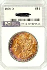1898-O Gem BU +++++ Morgan Dollar Pristine Mark Free Rainbow Toned