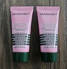 2X Mudmasky Pearl Polish Superglow Pink Clay Mask 15ml/0.5floz Travel Size NEW