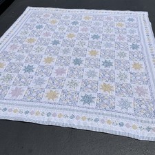 Vintage Patchwork 8 Point Star Quilt 116 x 111 in Multicolor Bedspread Quilt