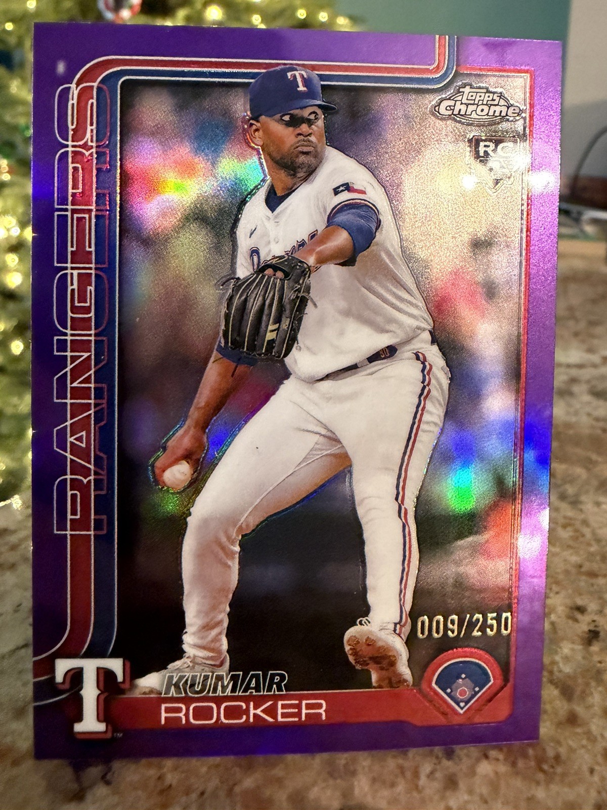 2025 Topps Chrome Purple Refractor #73 Kumar Rocker Rangers RC Rookie 9/250
