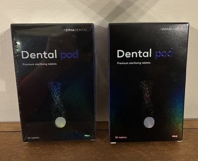 Zima Dental Pod LOT OF 2 Premium Sterilizing Tablets Mint 60 Pcs EXP 01/2027 NEW