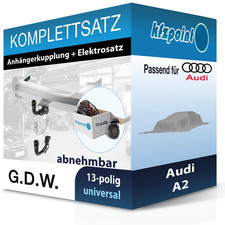 Für Audi A2 02.2000-08.2005 G.D.W. Anhängerkupplung abnehmbar + 13polig E-Satz