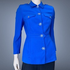 Versace Versus 1990s Vintage Blue Wool Blazer Jacket Size 42 S (defects)