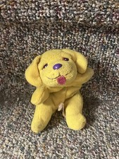 Vintage Lisa Frank Plush Casey Dog 8" Stuffed Animal Yellow Puppy Bean Bag