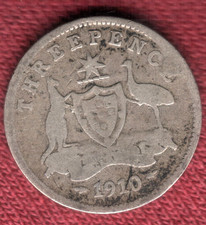 Rare Sterling .925 silver 1910 Three Pence &  1912 Six Pence Australia