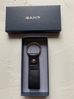 GANT Schlüsselanhänger Schlüsselring Echtleder Schwarz Original Geschenk Box