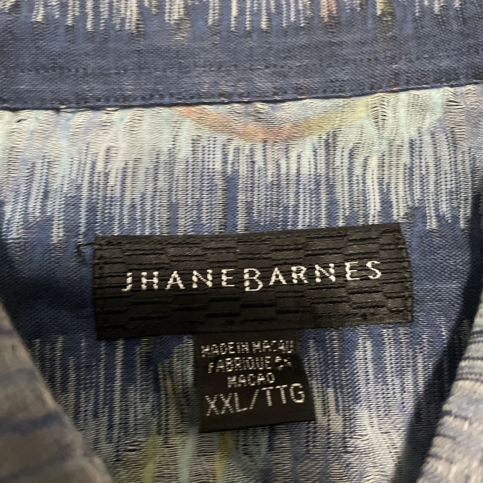 Jhane Barnes Shirt Mens XXL Ikat Art Weave Pattern Long Sleeve Blue - Image 3 of 4