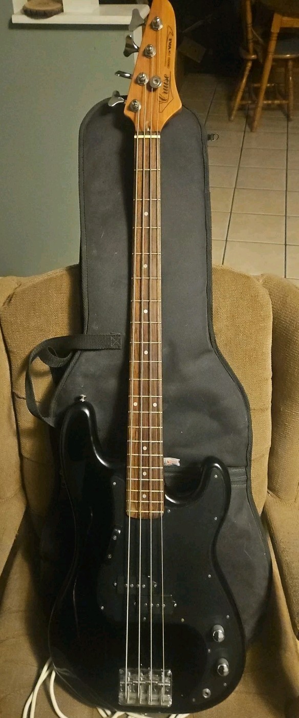 Vintage Cruise For VMI Electric Bass Guitar 4 String 20 Fret  Black
