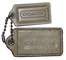 COACH Taupe Gray Leather  Transparent Resin Replacement Tag Fobs Set