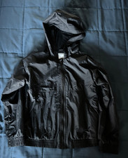 All In Motion Youth Unisex Black Lightweight Rain Windbreaker Jacket Kids Size 8