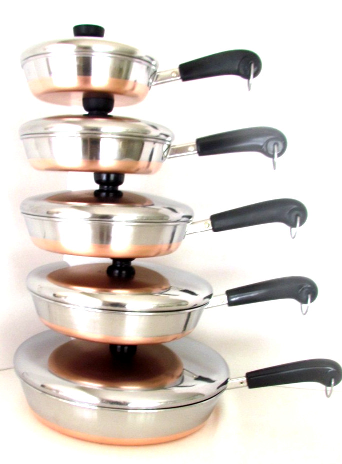 VINTAGE REVERE WARE SKILLET LOT INCL. LARGE 12" ALL LIDS  USA MADE CLEAN!!