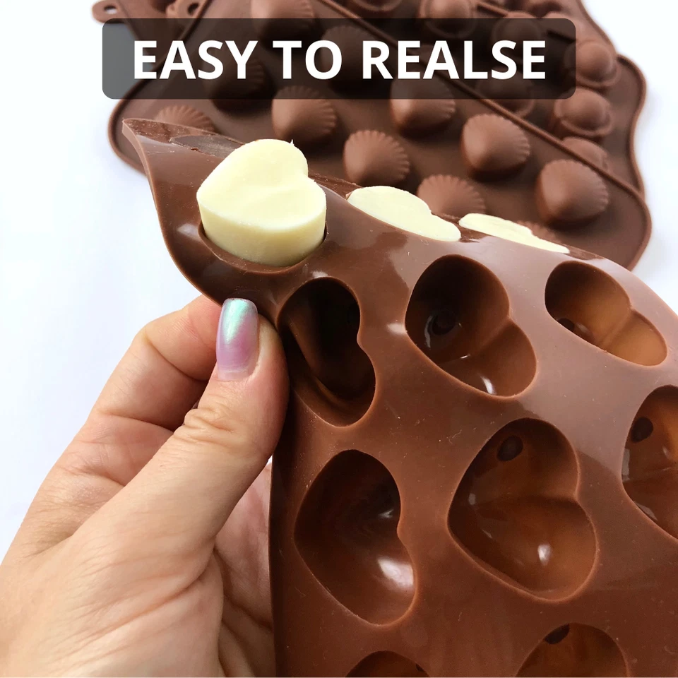Moldes de silicona para dulces de chocolate - perfectos para hielo, dulces, velas y gelatina Foto 3 de 4
