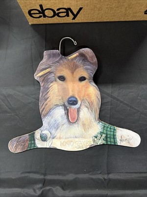 Vtg Annie Rhinehart Stupell Wooden Rough Collie Dog Clothing