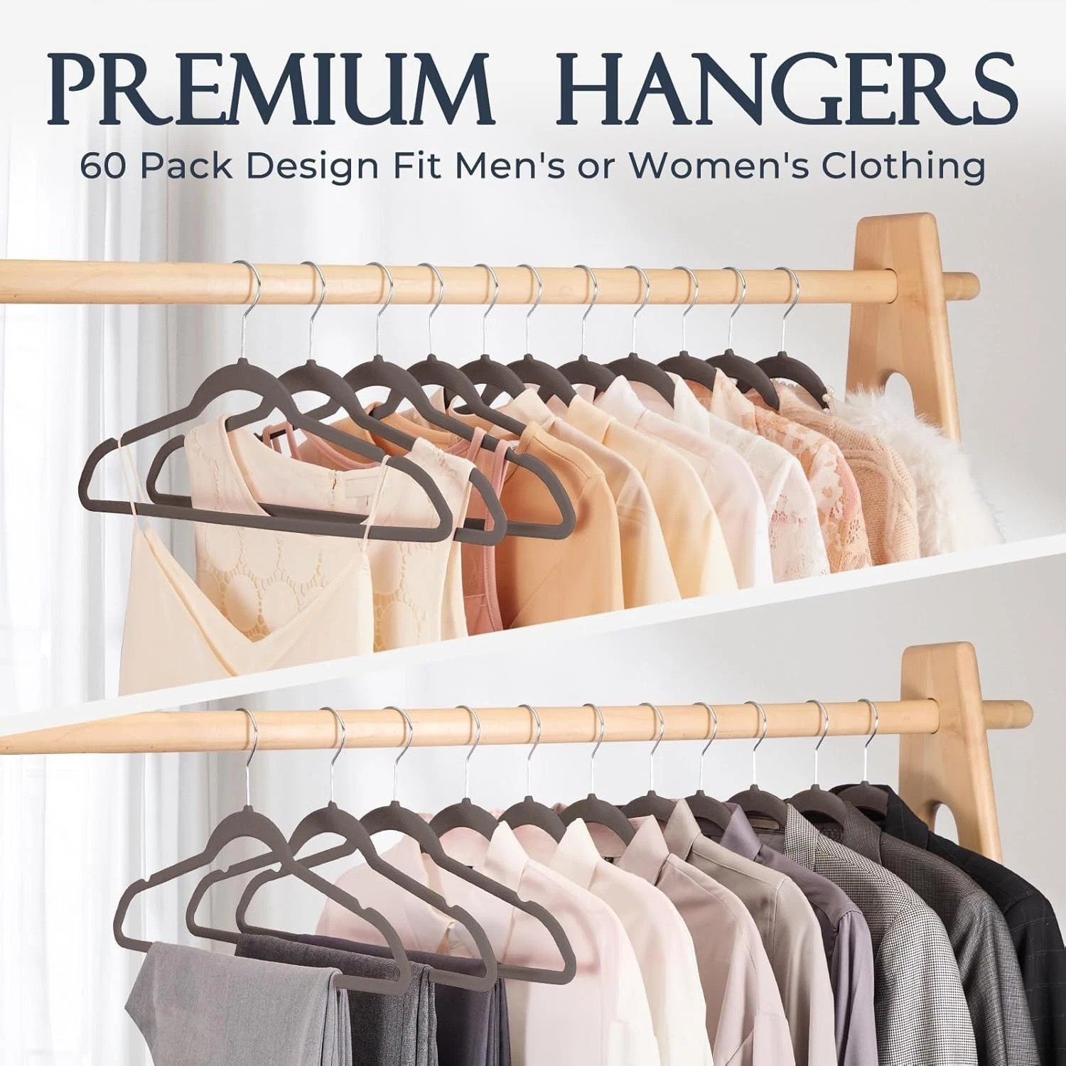 Luxury 60 Pack Velvet Hangers with Anti-Slip Design for Optimal Clothing Care