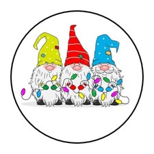 30 CHRISTMAS GNOMES ENVELOPE SEALS LABELS STICKERS 1.5" ROUND FAVORS GIFTS