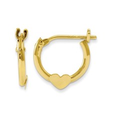 Real 14kt Yellow Gold Madi K Heart Hoop Earrings