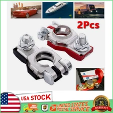 2X US Car Battery Terminal Clamp Connectors Positive Negative Release Disconnect