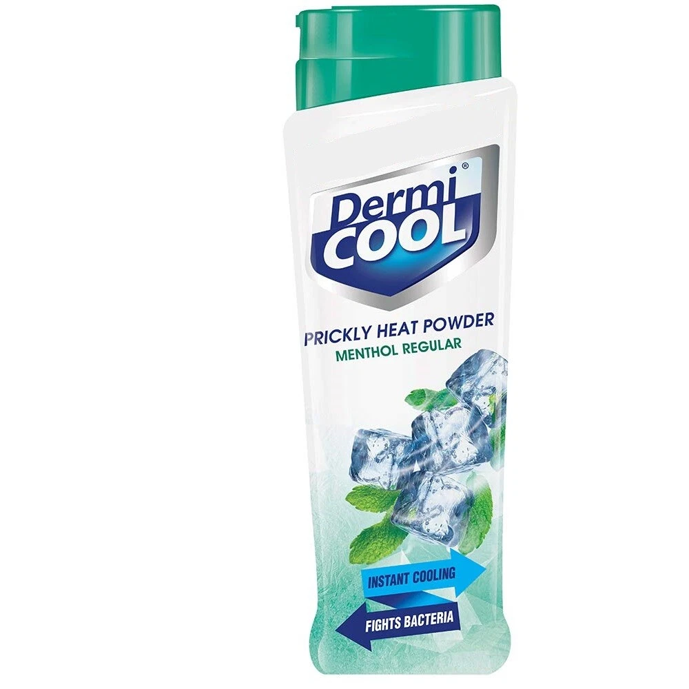 New Dermi Cool Talc Prickly Heat Menthol Regular Powder Keep Body Cool 150 Gram