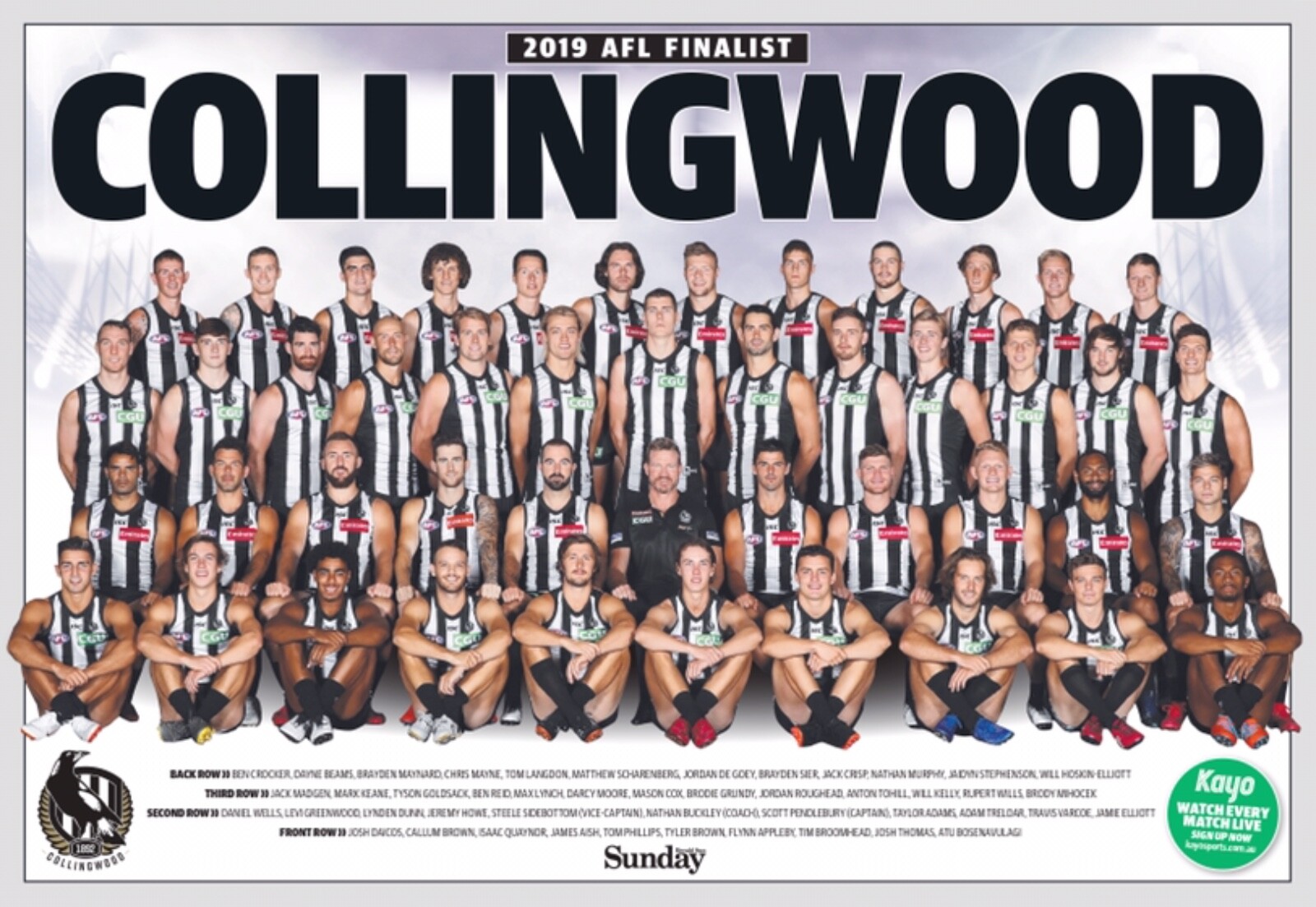 Collingwood magpies poster, AFL football,premiers dogs,crows ,swans