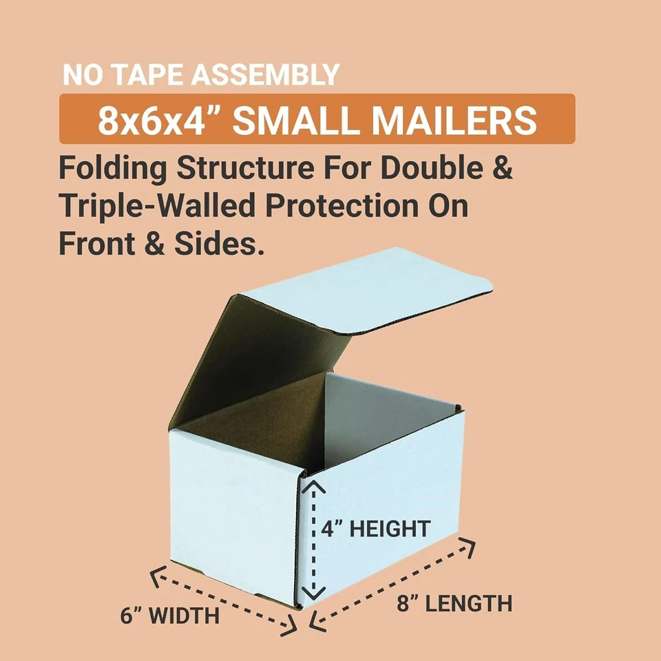 Shipping Boxes Small 8"L X 6"W X 4"H, 50-Pack | Corrugated Cardboard Box for Pa - Image 2 of 4
