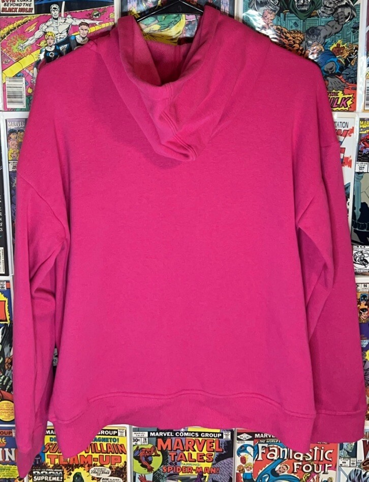 Felpa con cappuccio vintage FILA stile atletico donna L rosa argento glitter carina