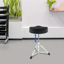 Drum Throne Thick Padded Seat Drummers Stool Guitar Chair w/ Height Adjust Black