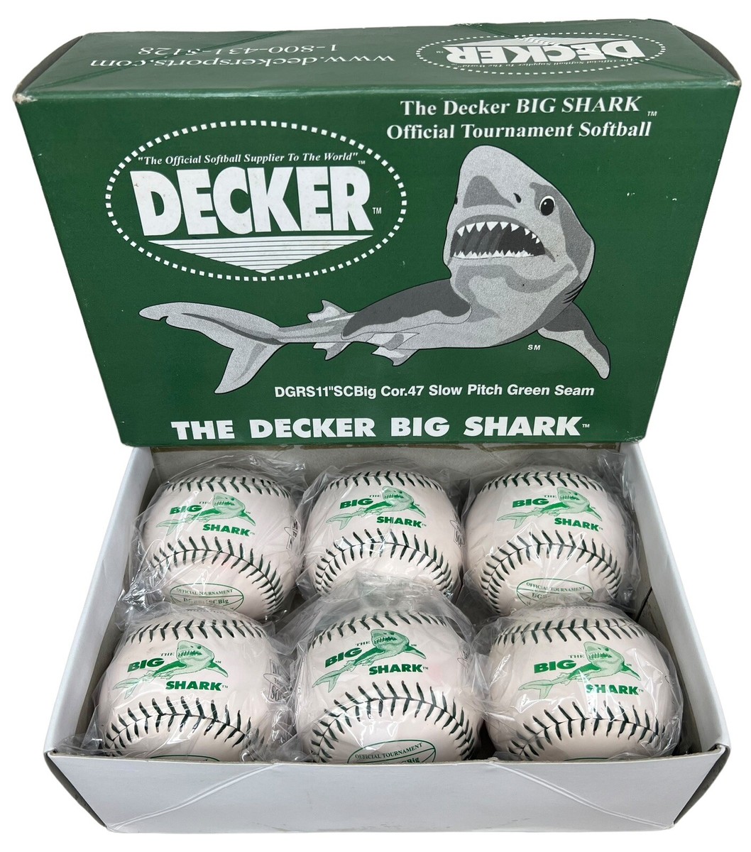 NEW Set Of 6 Vintage Decker Big Shark Slow Pitch Softball Green