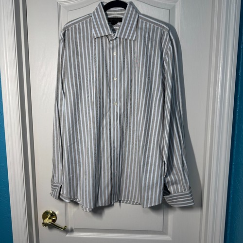 Express Design Studio Shirt Mens L Striped Premium Woven Dress Shirt Classic Fit - Picture 2 of 4