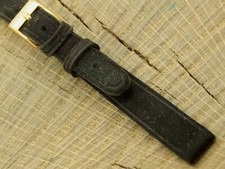 NOS Unused Vintage Wintex Black Suede Watch Band w Gold Tone Buckle 11mm Ladies